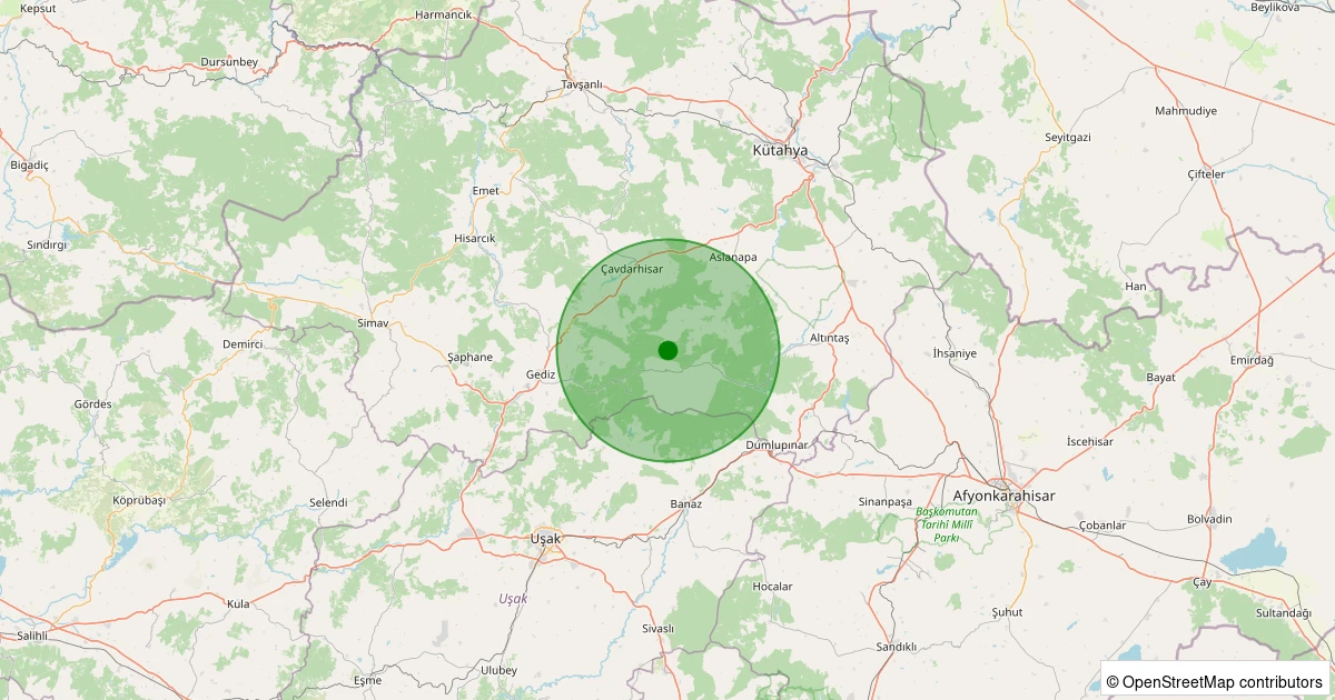 30 Kasım 2025 saat 12:13 - Aslanapa - Çamdibi Köyü - 1.60ML depreminin harita gösterimi