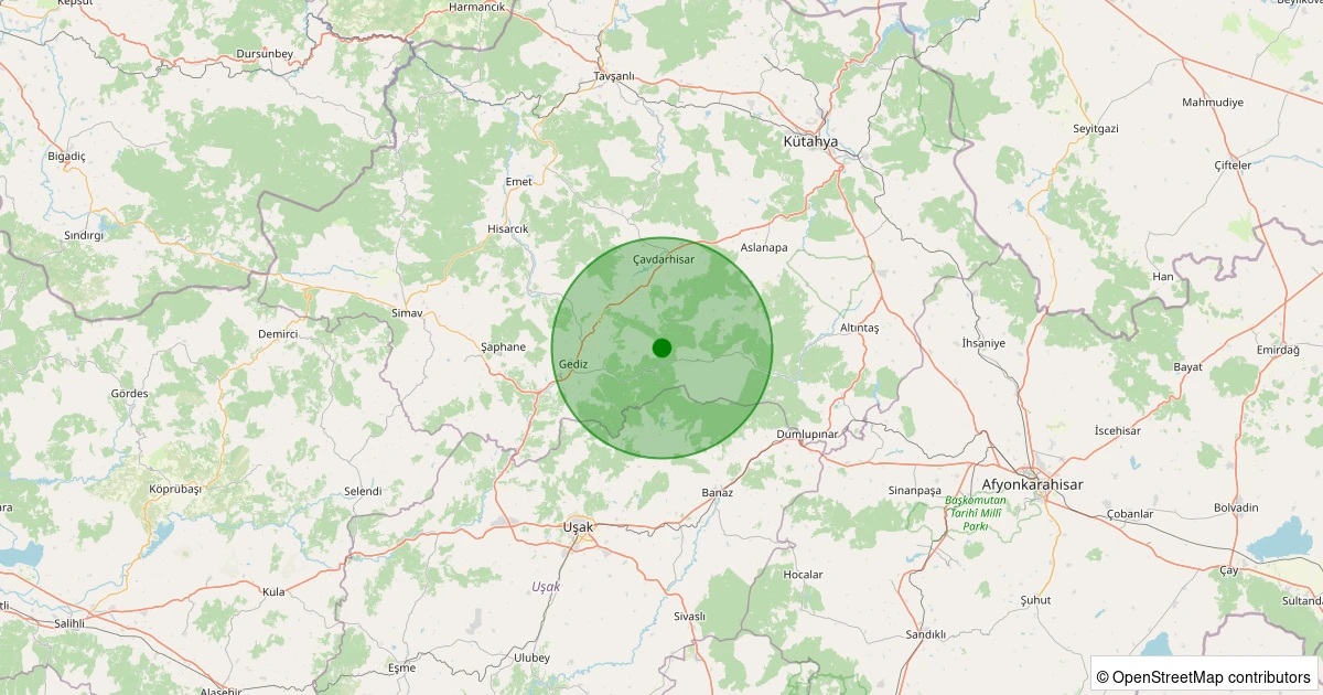 30 Kasım 2025 saat 12:13 - Gediz - 1.60ml depreminin harita gösterimi