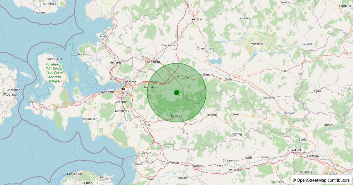 30 Kasım 2025 saat 13:40 - Kemalpaşa - Bağyurdu 29 Ekim - 1.70ml depreminin harita gösterimi