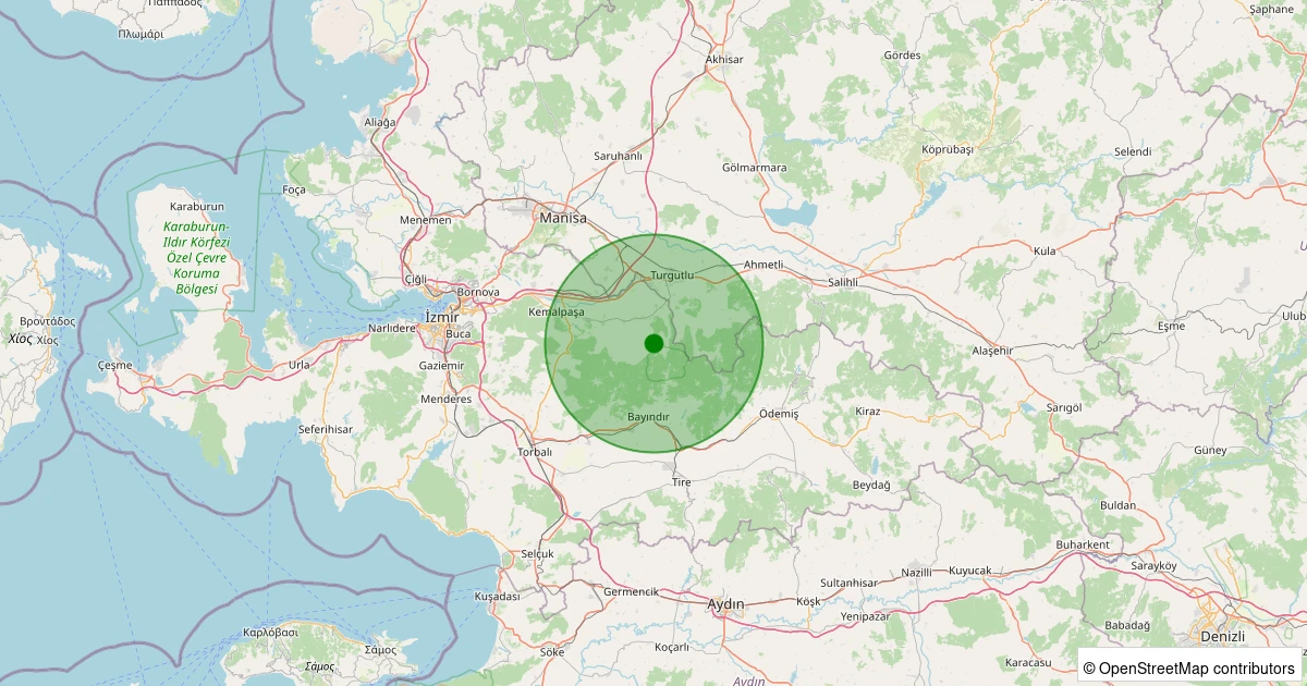 30 Kasım 2025 saat 13:40 - Kemalpaşa - Bağyurdu 29 Ekim - 1.70ml depreminin harita gösterimi