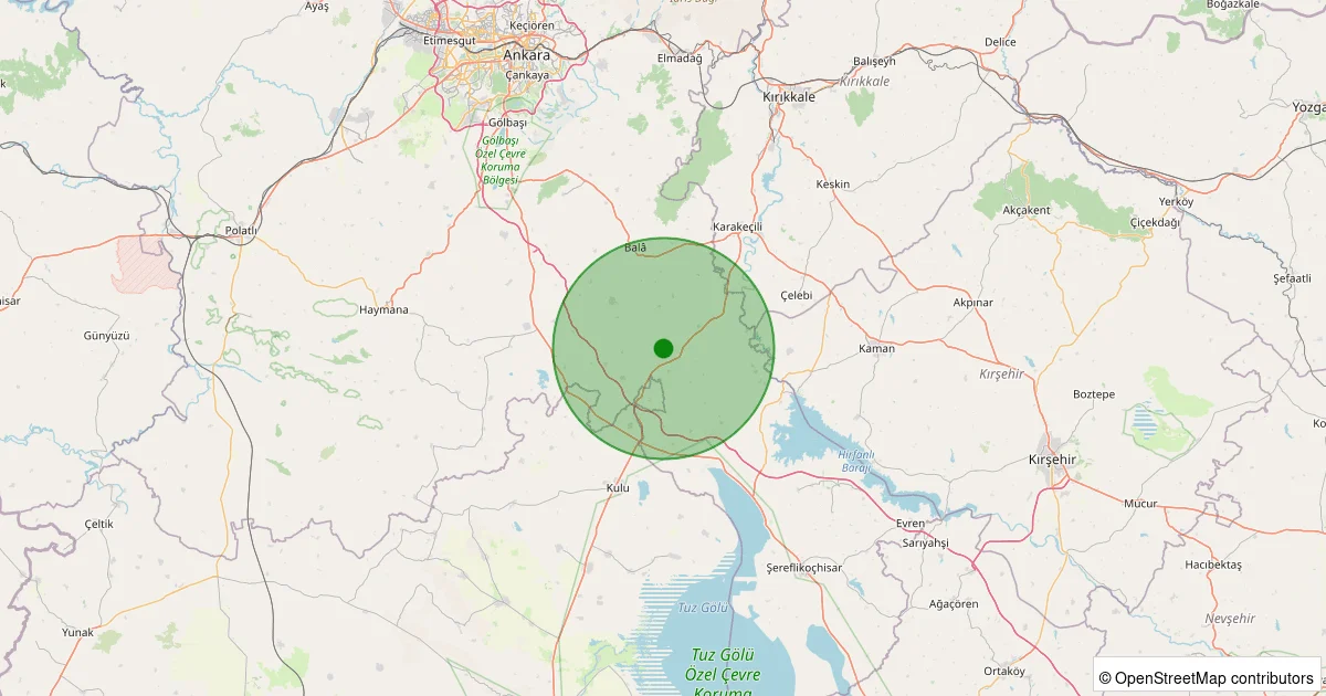 12 Ekim 2025 saat 21:11 - Bala - 1.00ML depreminin harita gösterimi