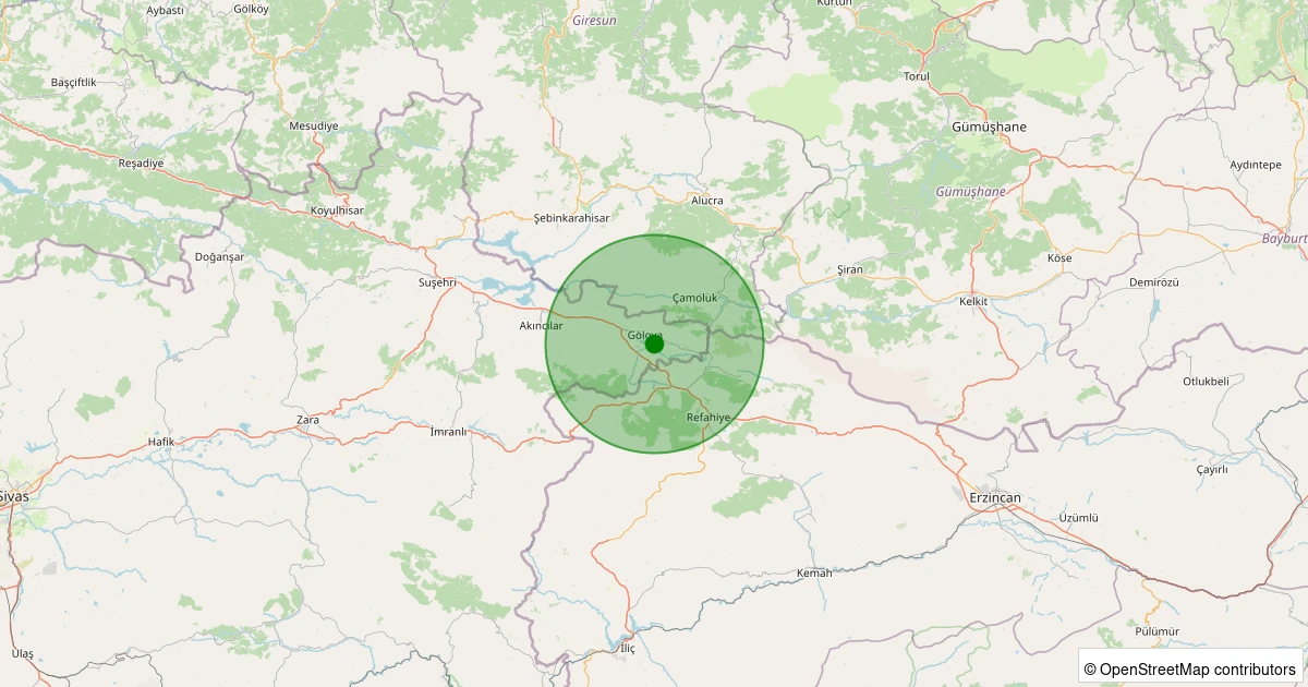 30 Kasım 2025 saat 15:35 - Gölova - Bozat Köyü - 2.20ml depreminin harita gösterimi