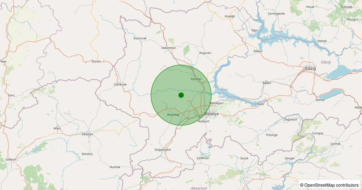 30 Kasım 2025 saat 17:59 - Akçadağ - Ilıcak - 1.50ml depreminin harita gösterimi