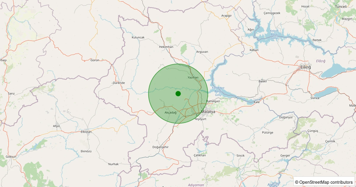 30 Kasım 2025 saat 17:59 - Akçadağ - Ilıcak - 1.40ml depreminin harita gösterimi
