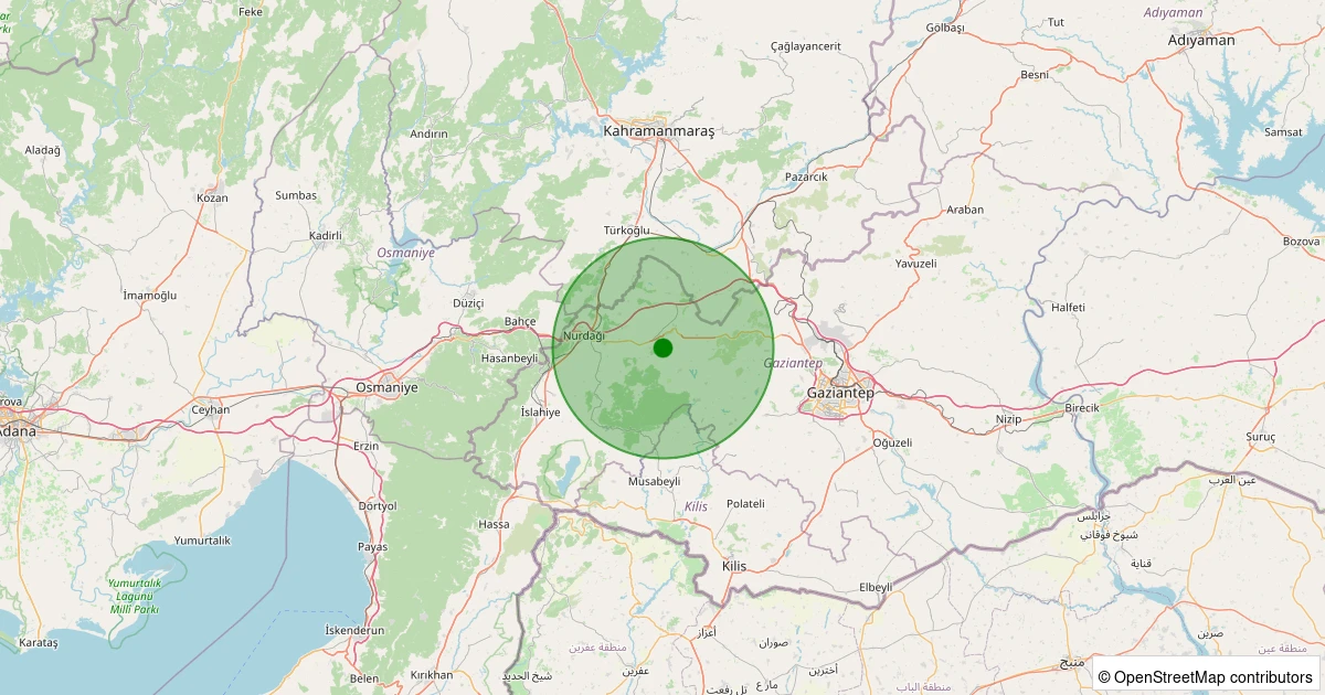 30 Kasım 2025 saat 18:58 - Nurdağı - 1.60ml depreminin harita gösterimi