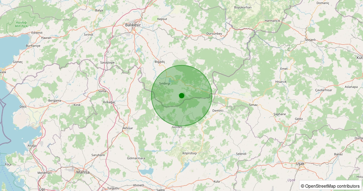 30 Kasım 2025 saat 19:51 - Sındırgı - Küçükdağdere - 1.60ml depreminin harita gösterimi