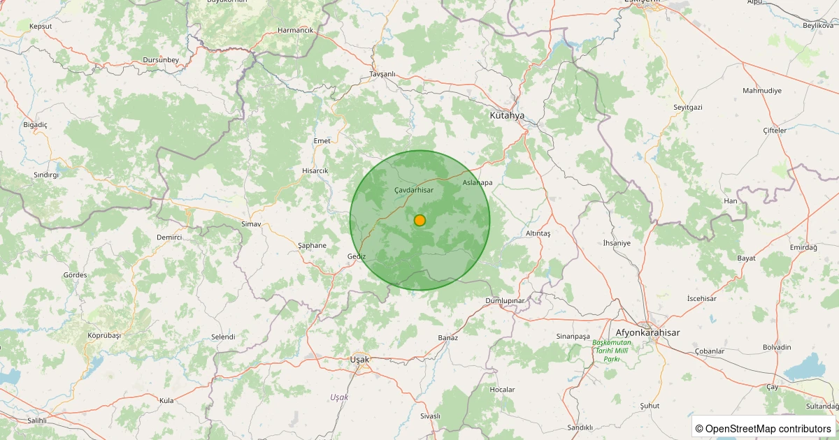 30 Kasım 2025 saat 11:36 - Çavdarhisar - Yenicearmutcuk Köyü - 4.17mb depreminin harita gösterimi