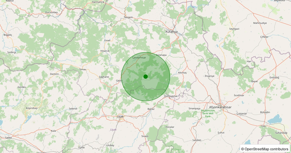 30 Kasım 2025 saat 20:06 - Aslanapa - Çamdibi Köyü - 2.30ml depreminin harita gösterimi