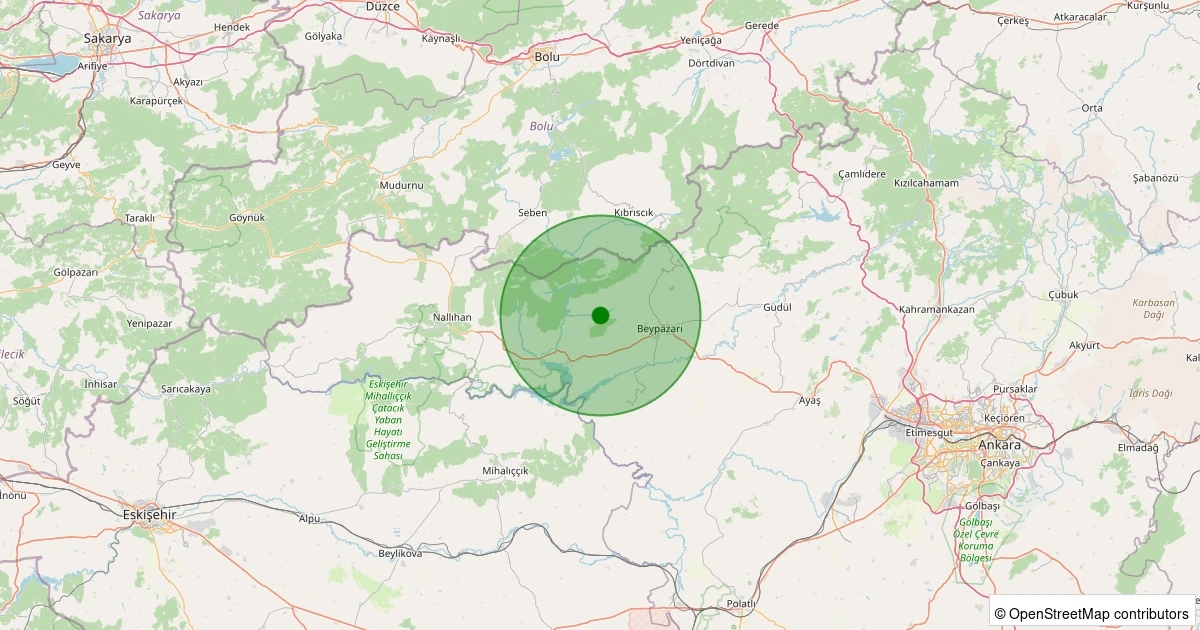 30 Kasım 2025 saat 20:56 - Beypazarı - Hırkatepe - 2.70ml depreminin harita gösterimi