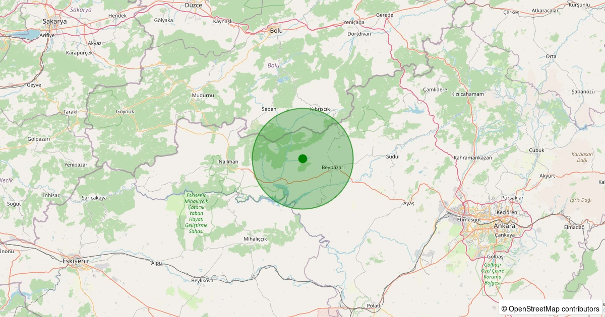 30 Kasım 2025 saat 20:56 - Beypazarı - Hırkatepe - 2.70ml depreminin harita gösterimi