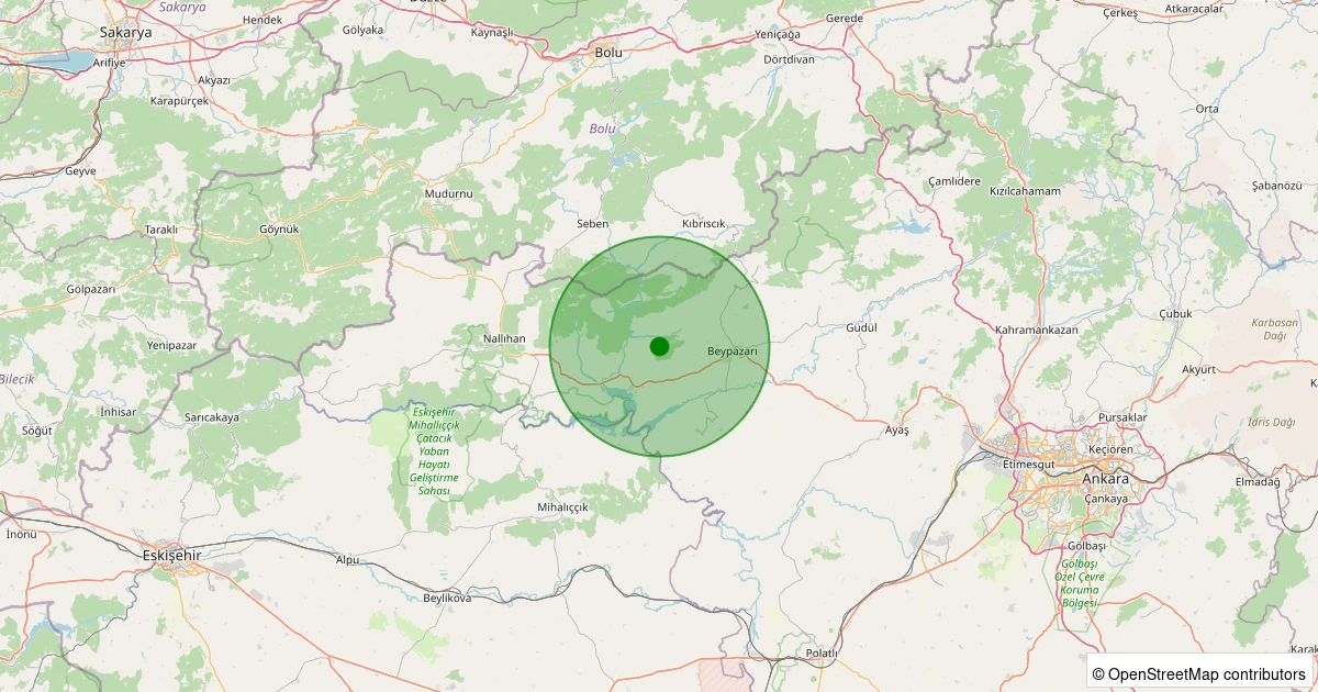 30 Kasım 2025 saat 20:56 - Beypazarı - Sekli - 2.60ML depreminin harita gösterimi