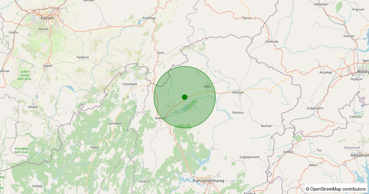30 Kasım 2025 saat 22:22 - Göksun - 1.40ml depreminin harita gösterimi