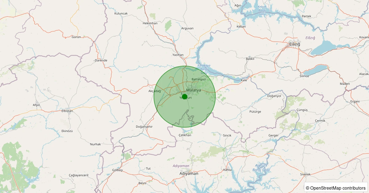 30 Kasım 2025 saat 22:17 - Yeşilyurt - 2.20ML depreminin harita gösterimi