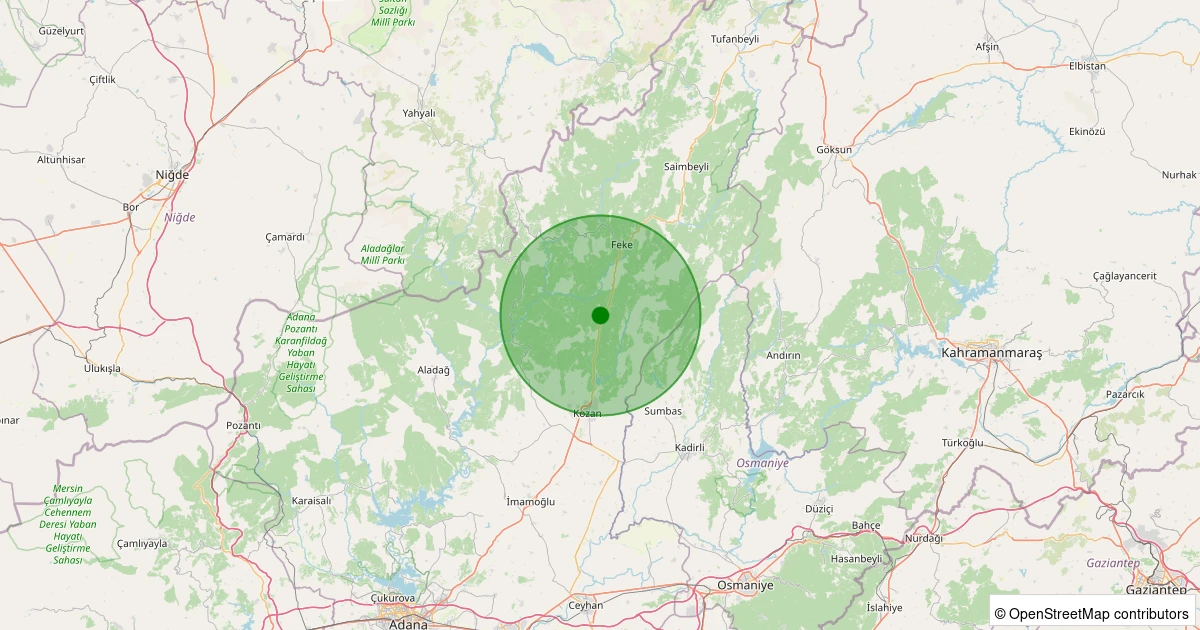 30 Kasım 2025 saat 23:16 - Kozan - Çamdere - 1.60ml depreminin harita gösterimi