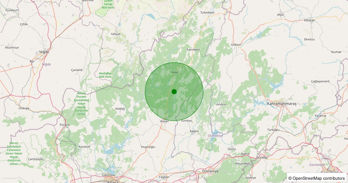 30 Kasım 2025 saat 23:16 - Kozan - Mahyalar - 1.30ML depreminin harita gösterimi