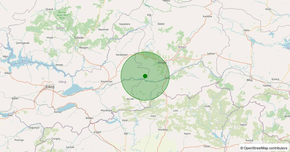 30 Kasım 2025 saat 23:46 - Palu - Beydoğan Köyü - 1.60ml depreminin harita gösterimi
