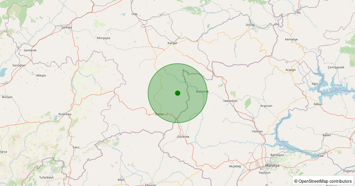 30 Kasım 2025 saat 23:36 - Gürün - Eskihamal Köyü - 1.70ML depreminin harita gösterimi