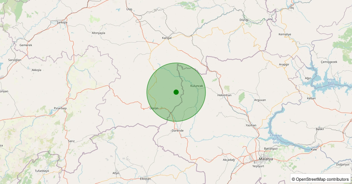 30 Kasım 2025 saat 23:53 - Gürün - Bağlıçay Köyü - 1.80ml depreminin harita gösterimi