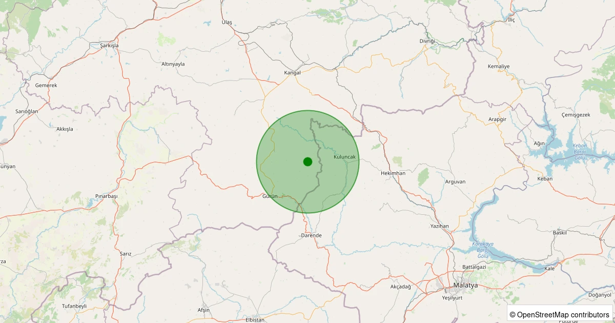 30 Kasım 2025 saat 23:53 - Gürün - Eskihamal Köyü - 1.50ML depreminin harita gösterimi