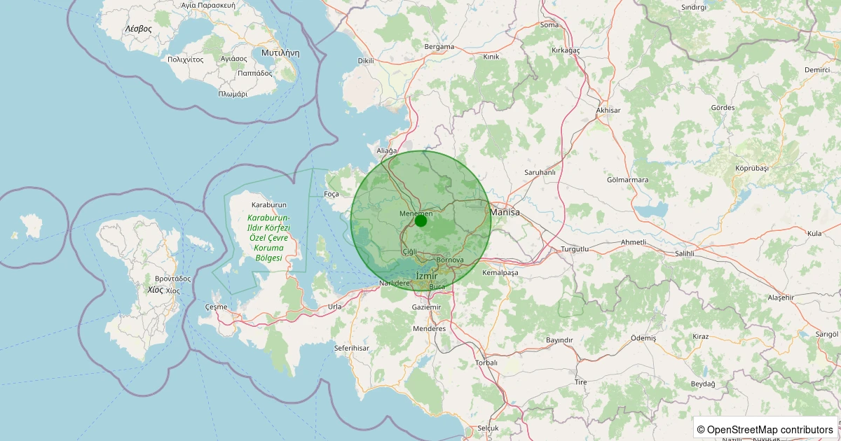 01 Aralık 2025 saat 00:21 - Menemen - Yeşilpınar - 1.70ml depreminin harita gösterimi