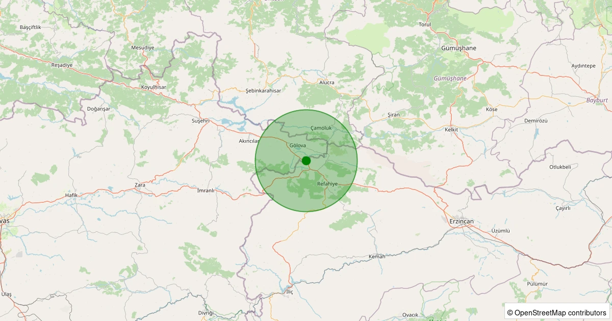01 Aralık 2025 saat 00:34 - Refahiye - Kanlıtaş Köyü - 2.40ML depreminin harita gösterimi