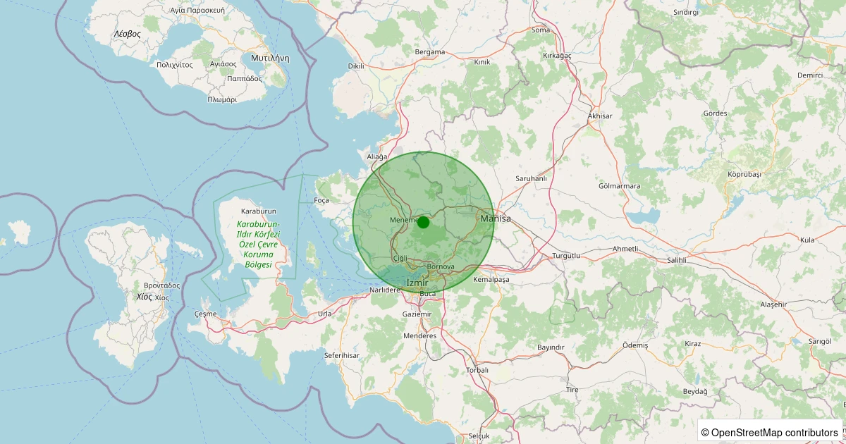 01 Aralık 2025 saat 00:21 - Menemen - Emiralem Merkez - 1.60ml depreminin harita gösterimi