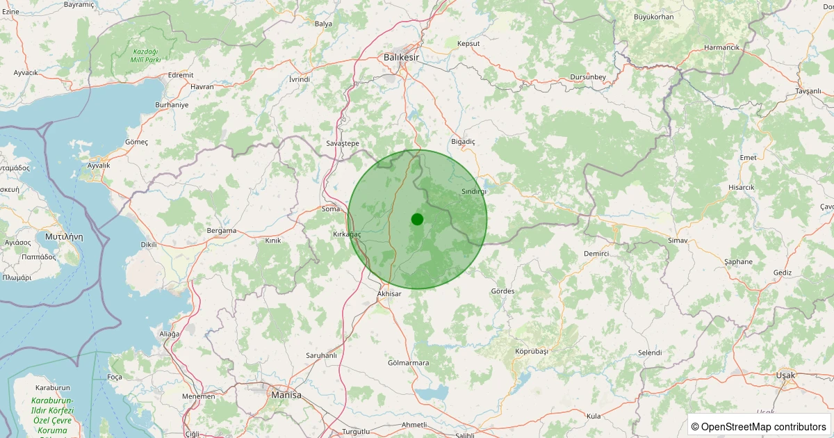 01 Aralık 2025 saat 00:19 - Akhisar - Yaykın Köyü - 1.40ml depreminin harita gösterimi