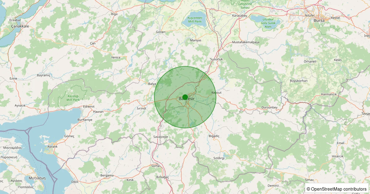 12 Ekim 2025 saat 22:05 - Karesi - 1.Sakarya - 1.40ml depreminin harita gösterimi