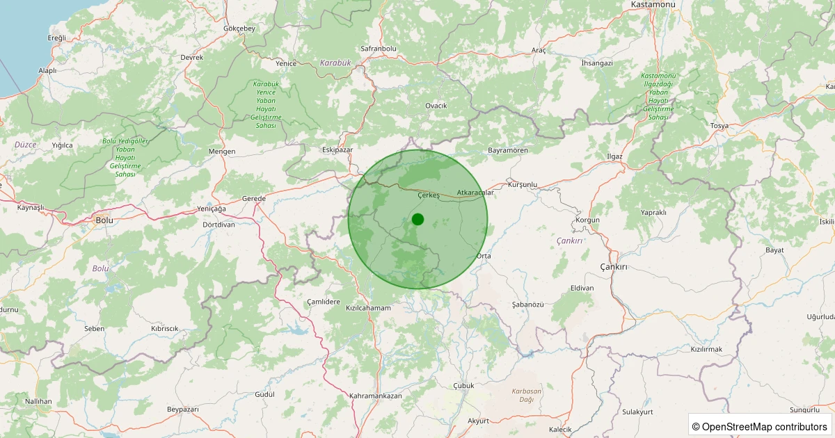 01 Aralık 2025 saat 01:23 - Çerkeş - Dağçukurören Köyü - 1.70ml depreminin harita gösterimi