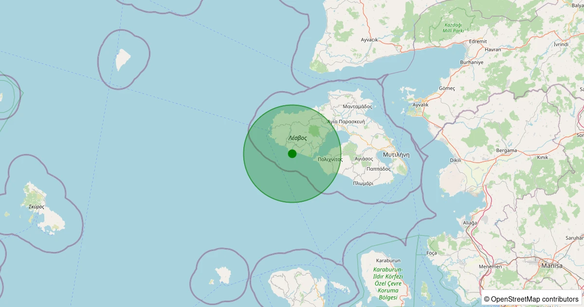 01 Aralık 2025 saat 01:33 - MIDILLI - 1.80ml depreminin harita gösterimi