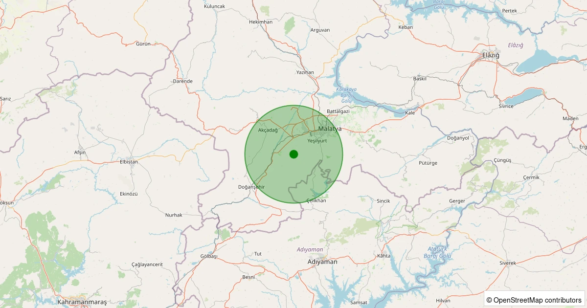01 Aralık 2025 saat 00:53 - Yeşilyurt - Cafana - 1.00ML depreminin harita gösterimi