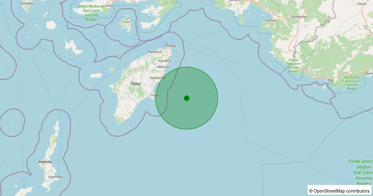 01 Aralık 2025 saat 01:43 - Akdeniz - [66.67 km] Marmaris (Muğla) - 2.20ML depreminin harita gösterimi