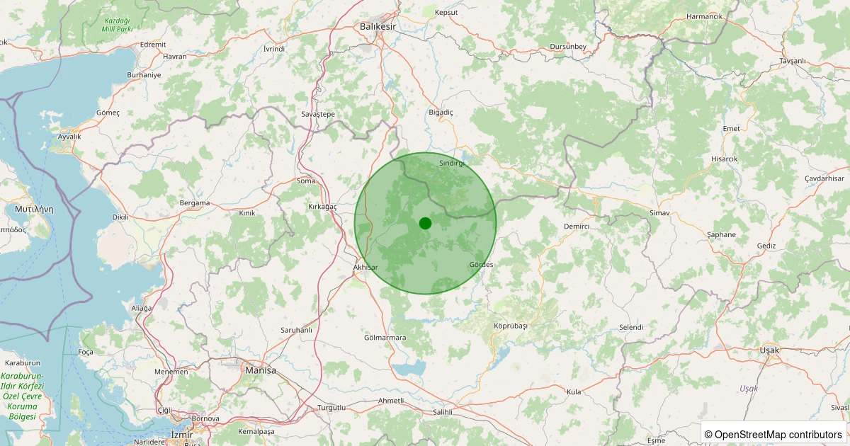 01 Aralık 2025 saat 02:40 - Akhisar - Hanpaşa Köyü - 1.60ML depreminin harita gösterimi