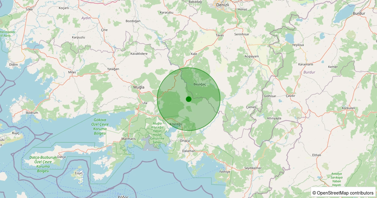 01 Aralık 2025 saat 02:07 - Beyağaç - Cumhuriyet - 1.40ML depreminin harita gösterimi