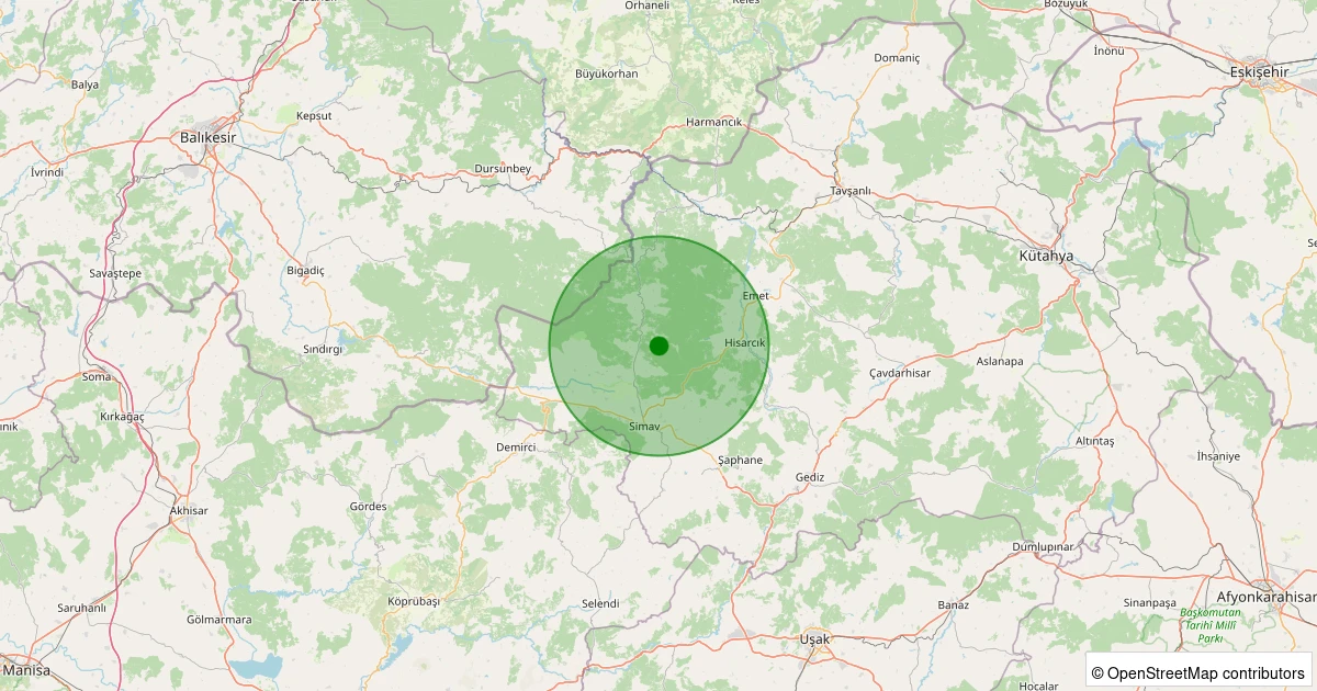 01 Aralık 2025 saat 04:18 - Simav - Maden Köyü - 1.80ml depreminin harita gösterimi