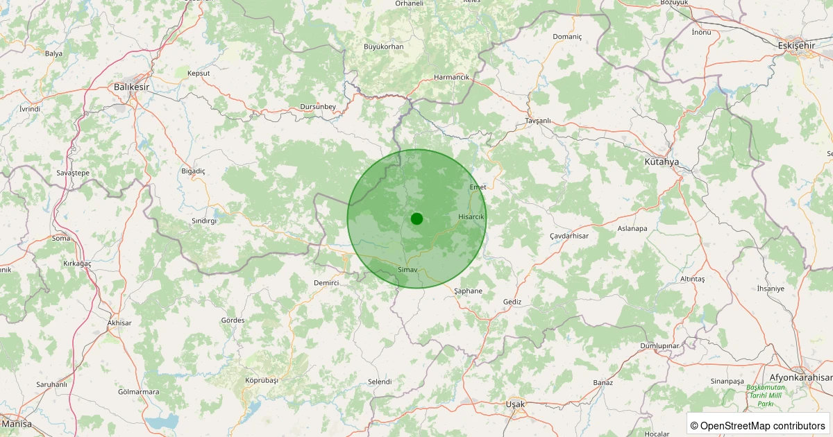 01 Aralık 2025 saat 04:18 - Simav - Maden Köyü - 1.20ML depreminin harita gösterimi