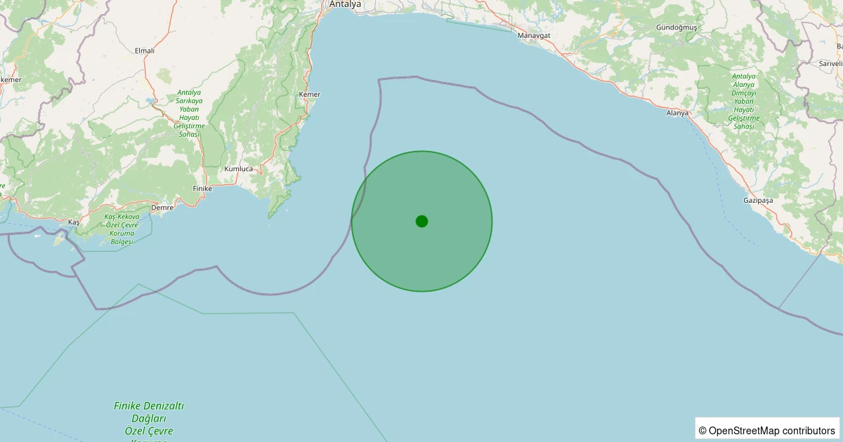 01 Aralık 2025 saat 04:04 - Akdeniz - [52.98 km] Kumluca (Antalya) - 1.80ML depreminin harita gösterimi