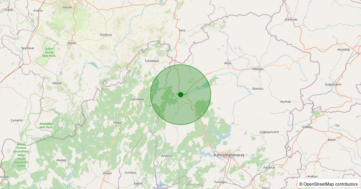 01 Aralık 2025 saat 04:43 - Göksun - Yenimahalle - 1.20ml depreminin harita gösterimi