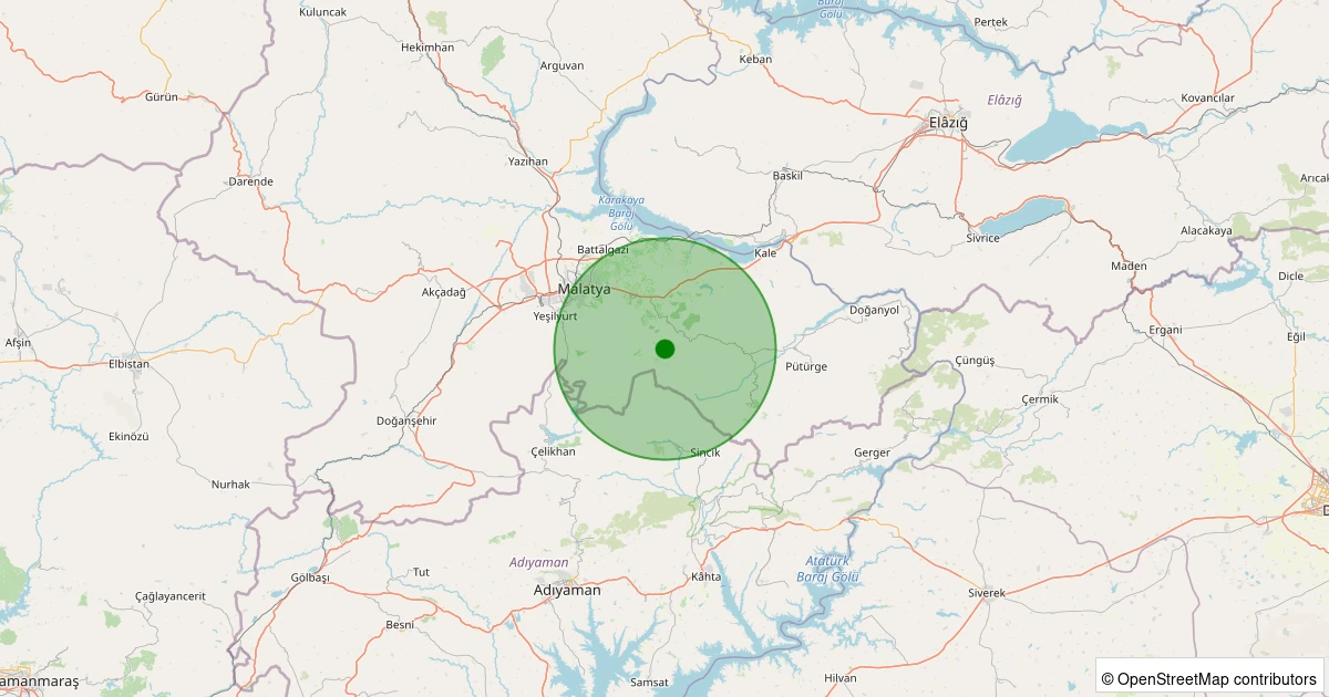 01 Aralık 2025 saat 05:16 - Battalgazi - Yaygın Köyü - 1.10ML depreminin harita gösterimi