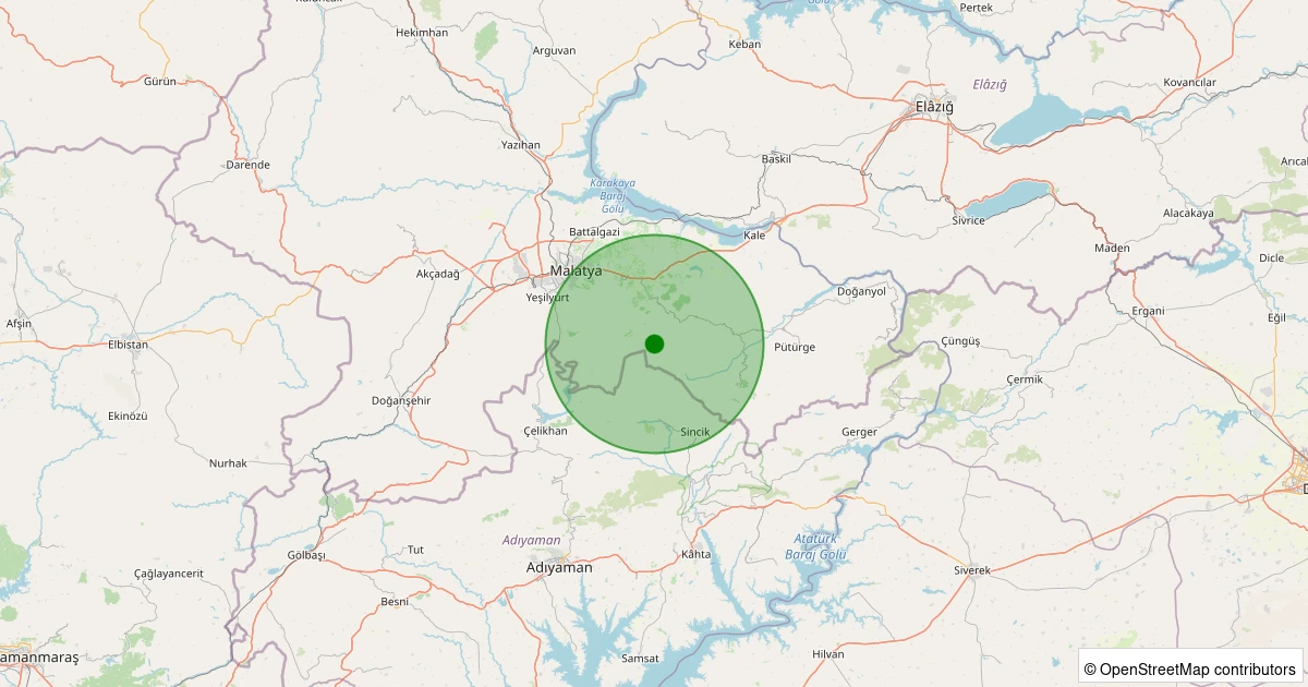 01 Aralık 2025 saat 05:16 - Battalgazi - Gülümuşağı Köyü - 1.20ml depreminin harita gösterimi
