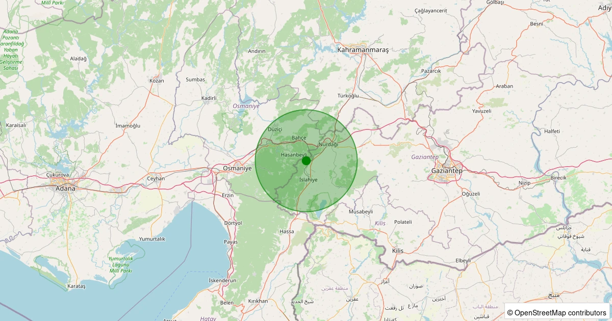 01 Aralık 2025 saat 06:40 - İslahiye - K.Mustafa - 1.30ml depreminin harita gösterimi