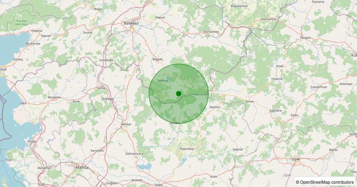 01 Aralık 2025 saat 07:15 - Sındırgı - Küçükdağdere - 1.30ML depreminin harita gösterimi