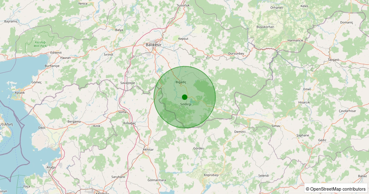 01 Aralık 2025 saat 07:58 - Sındırgı - Karaağaç - 1.60ml depreminin harita gösterimi