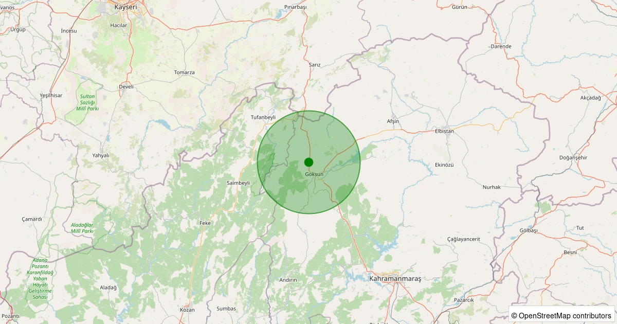 01 Aralık 2025 saat 09:12 - Göksun - Mehmetbey - 1.60ml depreminin harita gösterimi