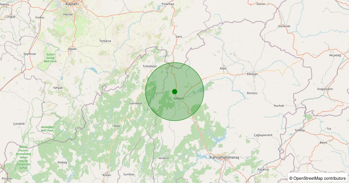 01 Aralık 2025 saat 09:12 - Göksun - Mehmetbey - 1.70ML depreminin harita gösterimi