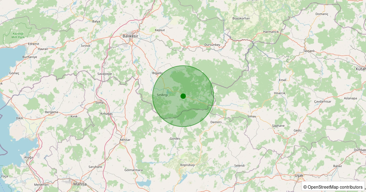 01 Aralık 2025 saat 11:02 - Sındırgı - Alayaka - 1.00ML depreminin harita gösterimi