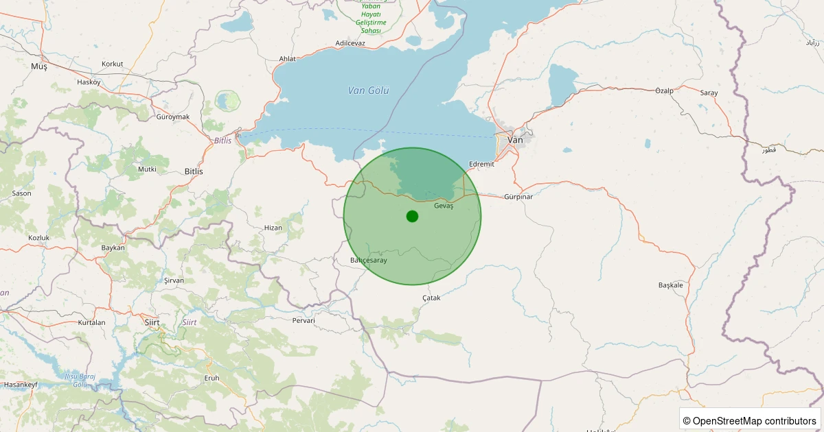 01 Aralık 2025 saat 12:13 - Gevaş - Kayalar - 1.80ML depreminin harita gösterimi
