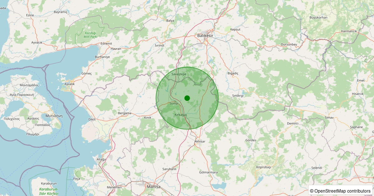 01 Aralık 2025 saat 11:57 - Soma - 1.50ML depreminin harita gösterimi
