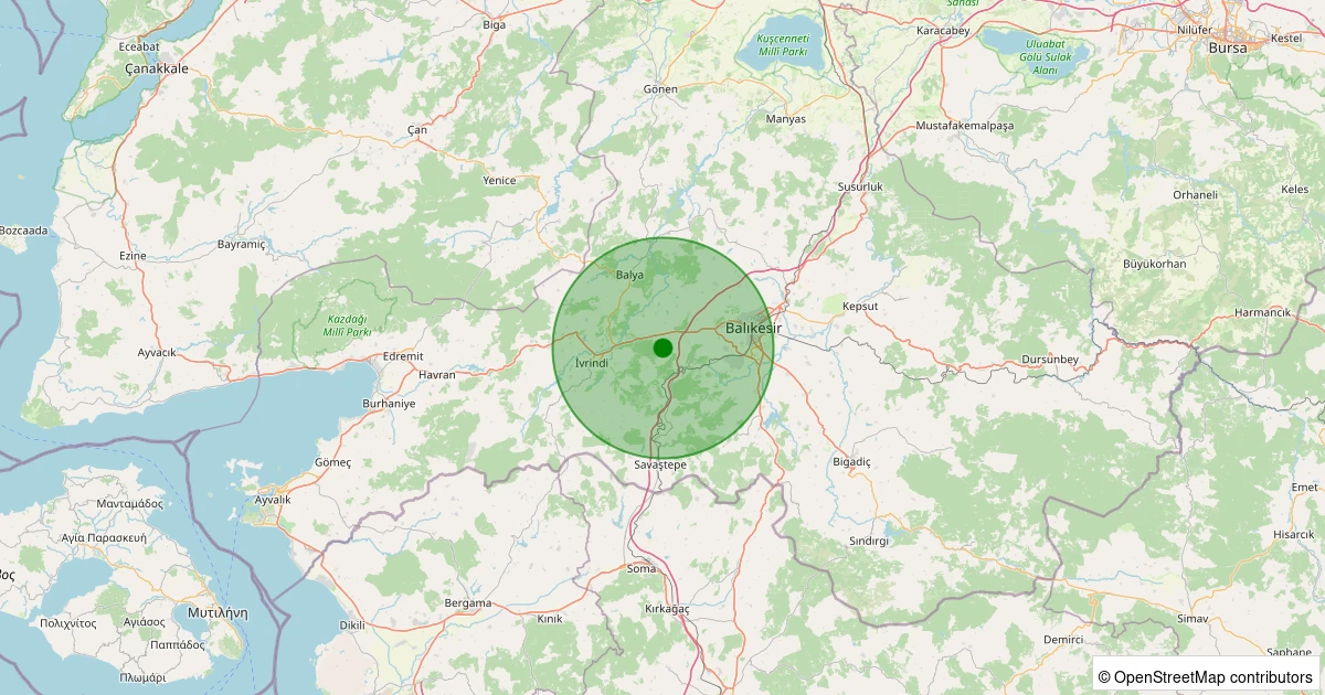 01 Aralık 2025 saat 13:09 - Altıeylül - Sarıalan - 1.70ML depreminin harita gösterimi