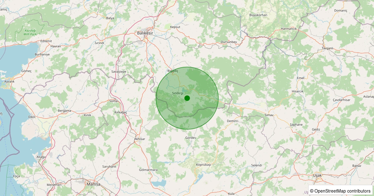 01 Aralık 2025 saat 13:21 - Sındırgı - Emendere - 1.20ml depreminin harita gösterimi